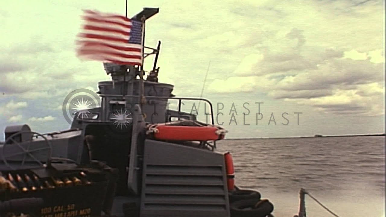 Swift Boats underway in the Dong Tranh River during Operation Jackstay in Vietnam...HD Stock Footage