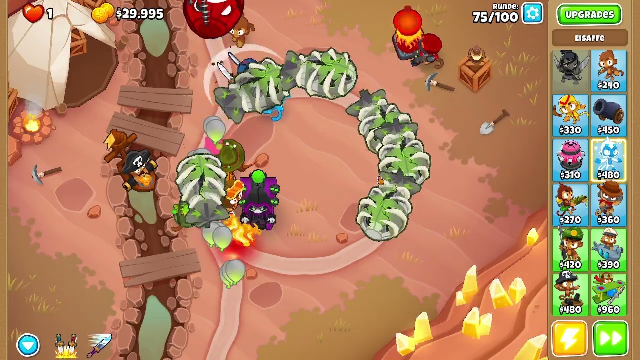BTD6 Drei Minen Runde auf Unplatzbar