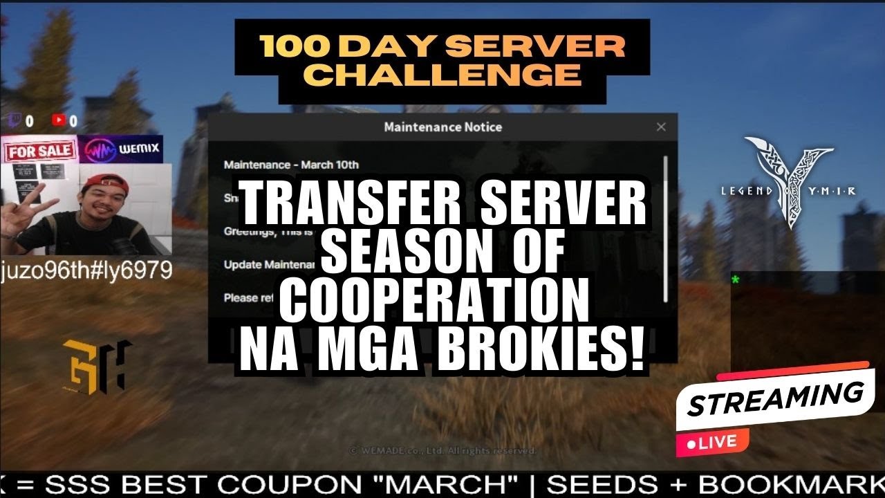 DAY 30 OF 100TH LIVE CHALLENGE UNTIL LEGEND OF YMIR WILL GIVE ME A SERVER!