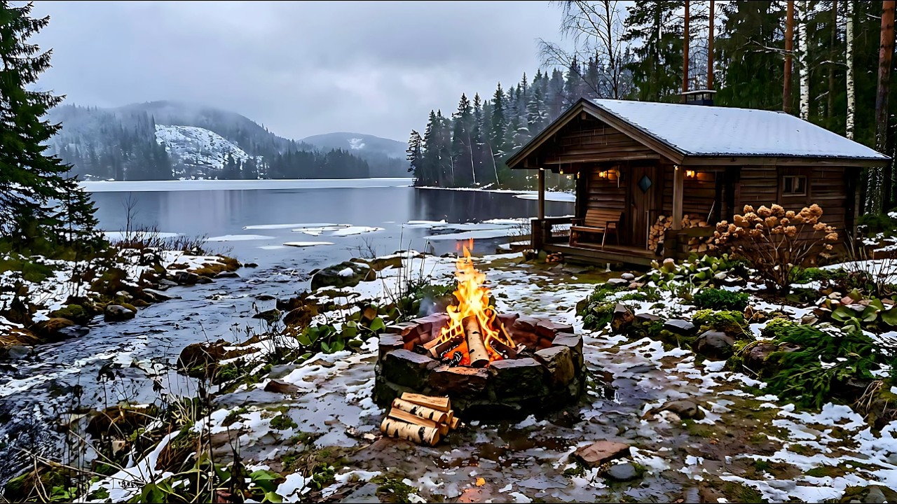NO ADS 🔥 | Peaceful Evening Rain and a Campfire 🌧️ | Calming Nature Sounds 🌿