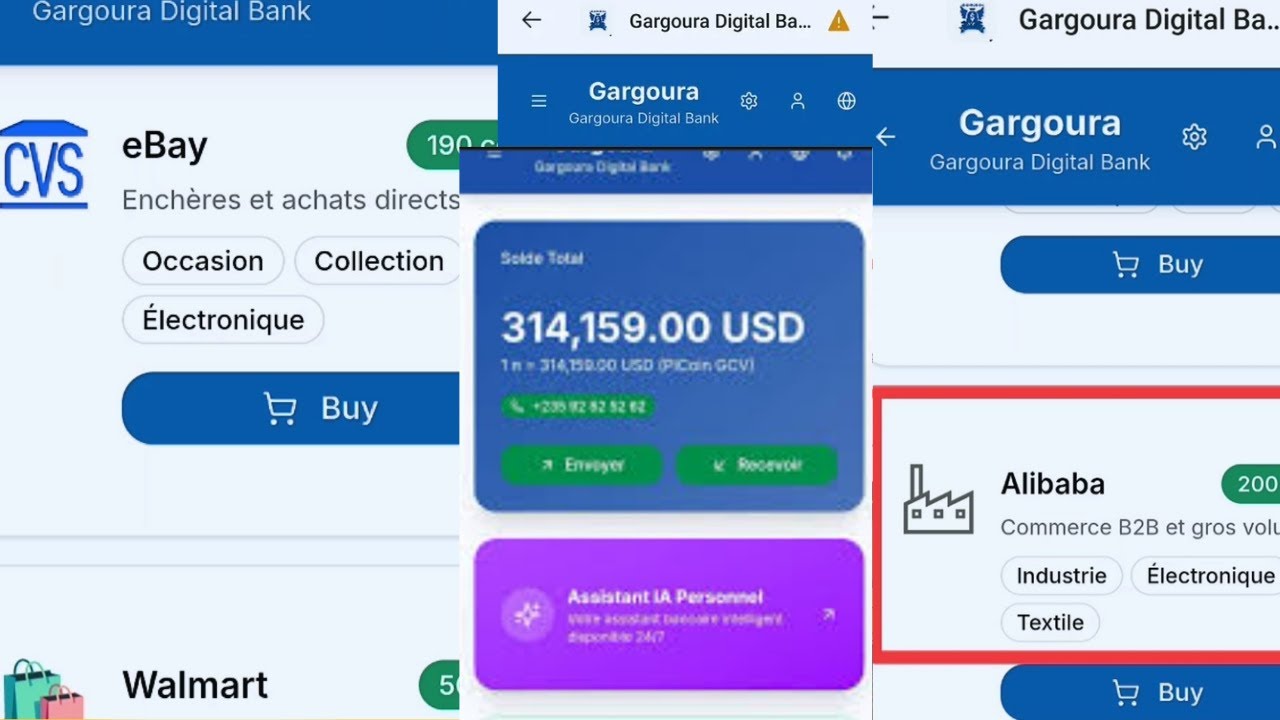 PI NETWORK : AMAZ0N ,ALIBABA , ebay muri Gargoura Digital Bank(GCV 314,159.OO USD