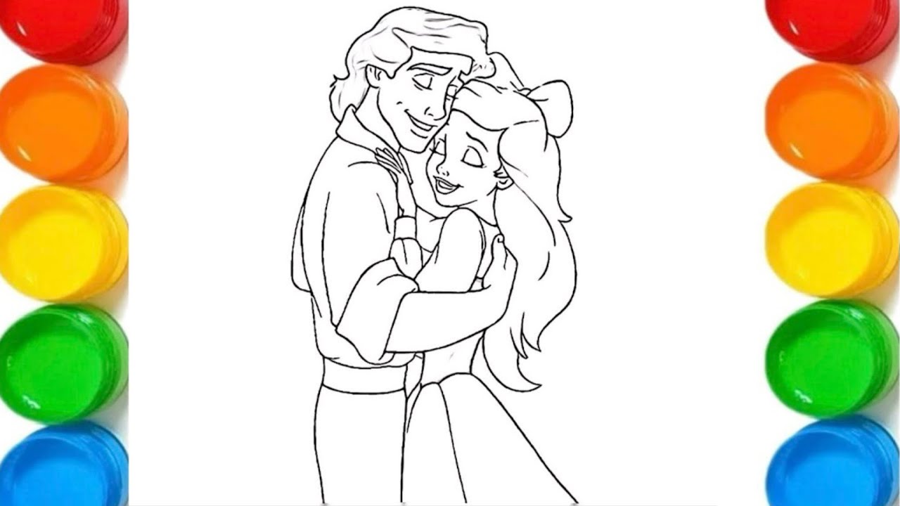 Cute Disney Princess  Drawing & Coloring For Kids  |Disney Princess Drawing|Let’s Draw Together