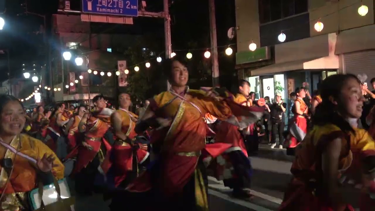 高知よさこい祭り２０２３　おどりんちゅ2023 紅獅叫　　本祭ラスト演舞　万々商店街