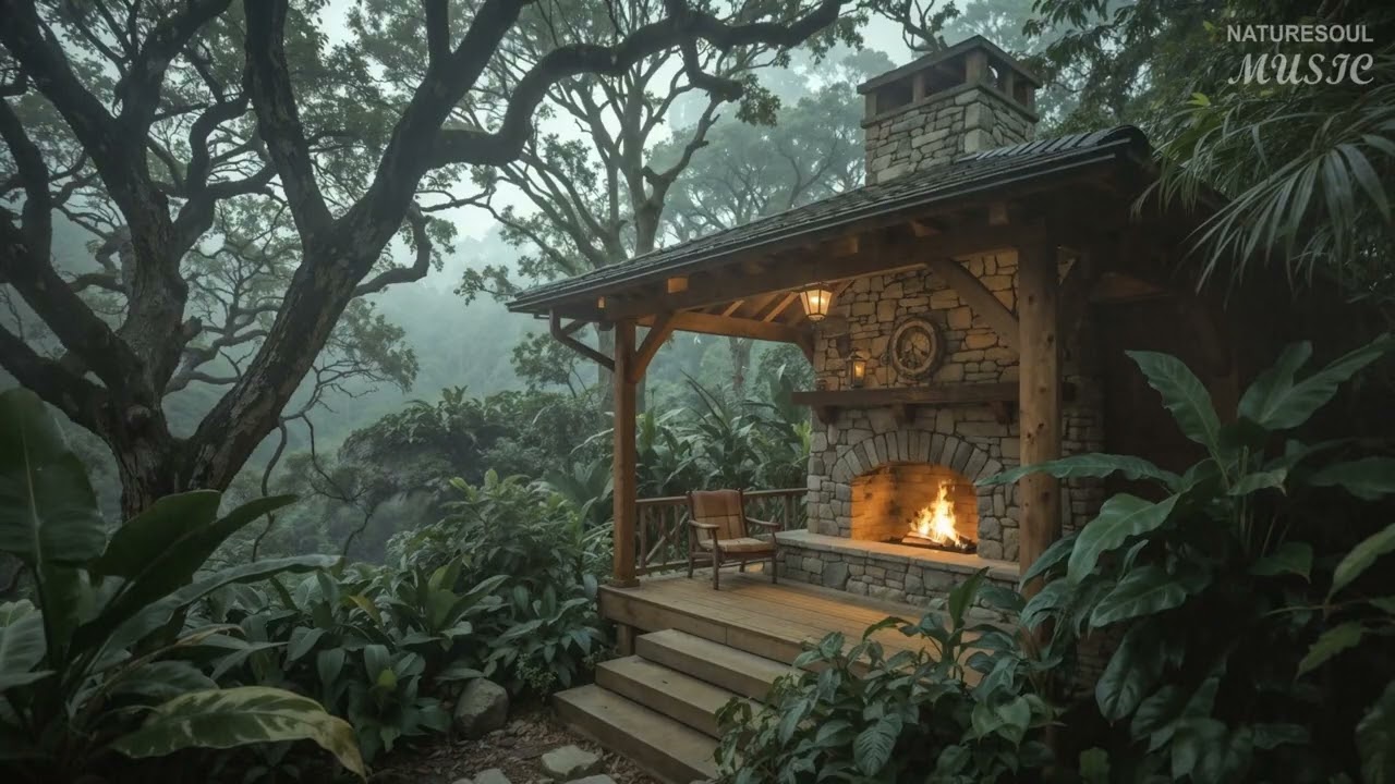 Cozy Forest Cabin Fireplace Ambience 🌲🔥 Relaxing Piano Music for Sleep, Study & Deep Relaxation