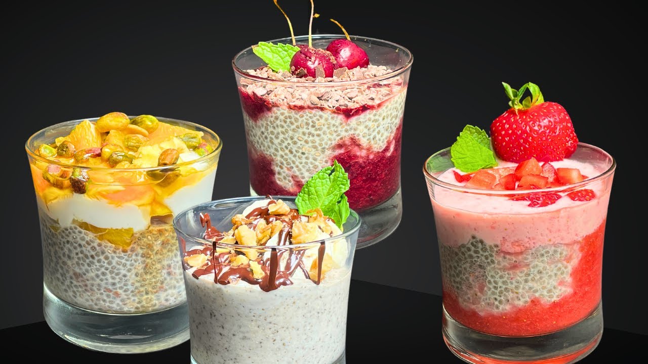 Irresistible & Delicious  ||  4 CHIA PUDDINGS  Breakfast or Dessert