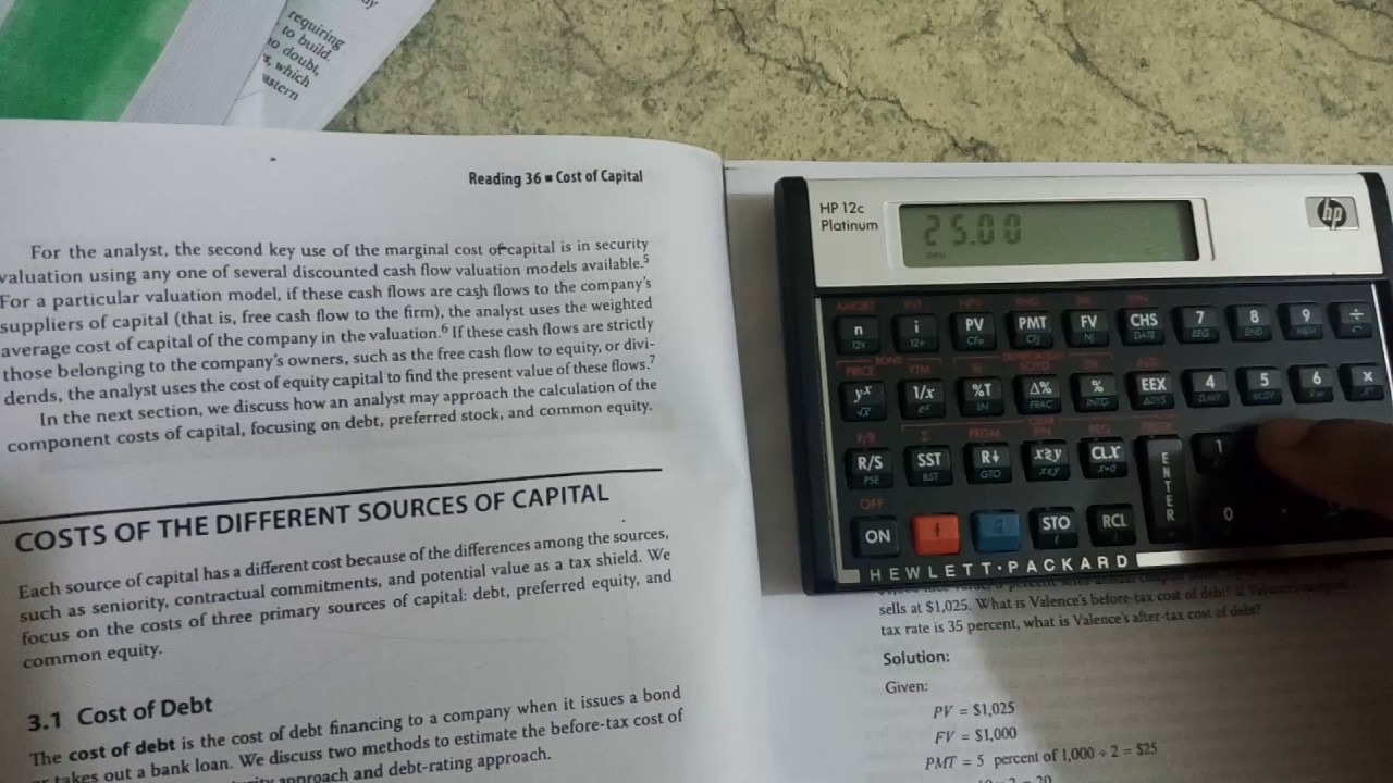 Cost of debt, YTM calculation using Financial Calculator HP 12C
