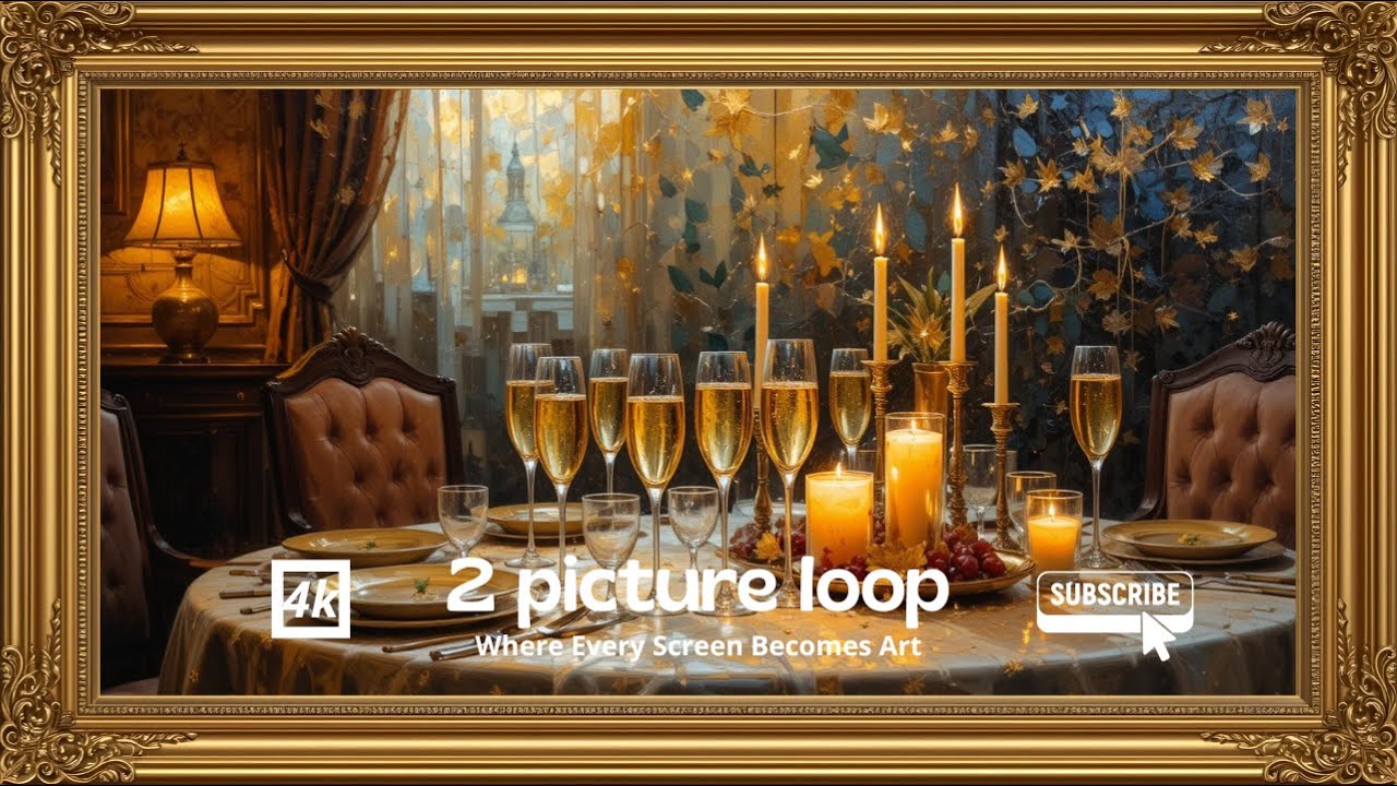 Elegant New Year Dinner Ambience 4K — Champagne & Candlelight  Cozy Art TV Screensaver