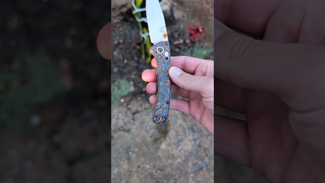 custom Benchmade mini crooked river with dragonfly scales sold