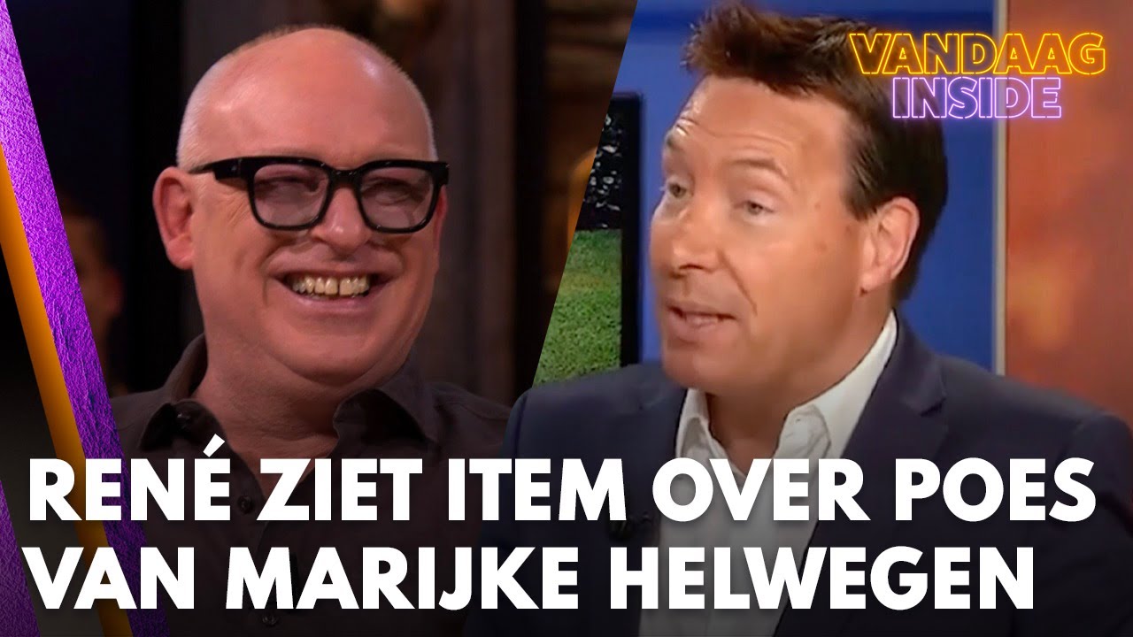 Ren&eacute; ziet item van Jan Uriot over de poes van Marijke Helwegen: 'Wat is dit?!' | VANDAAG INSIDE
