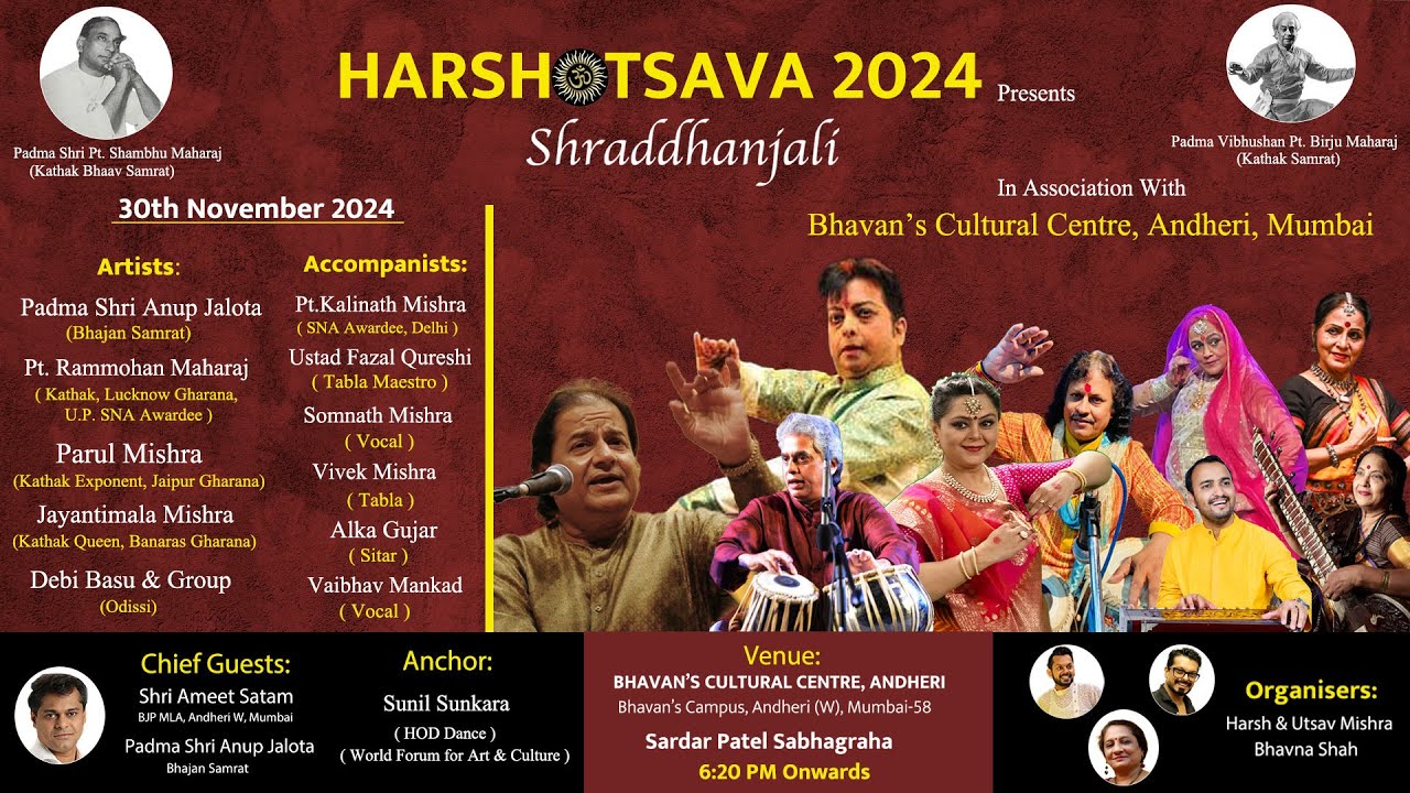 HARSHOTSAVA 2024 | FULL EVENT | Bhavan's Cultural Centre Andheri (W) | Mumbai | Anup Jalota