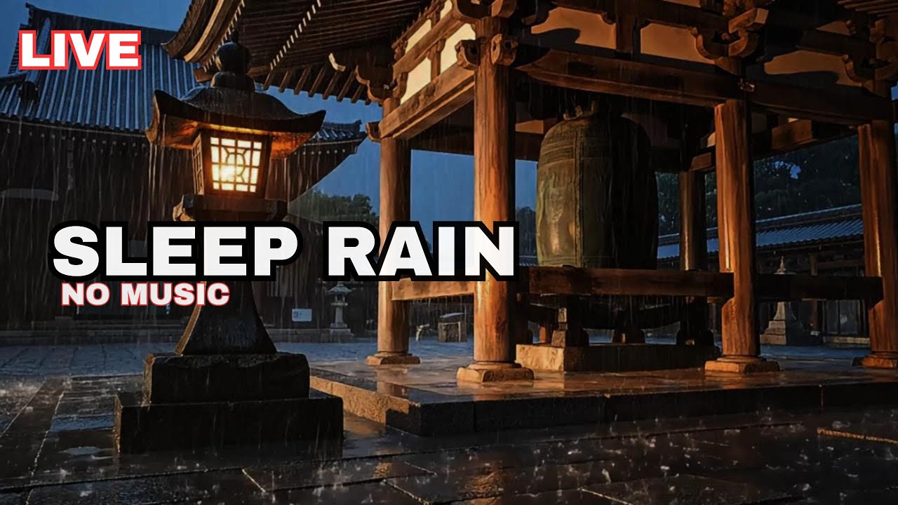 🔴 Live Rain Sounds for Sleeping: Dark Temple Night (No Music) 24/7