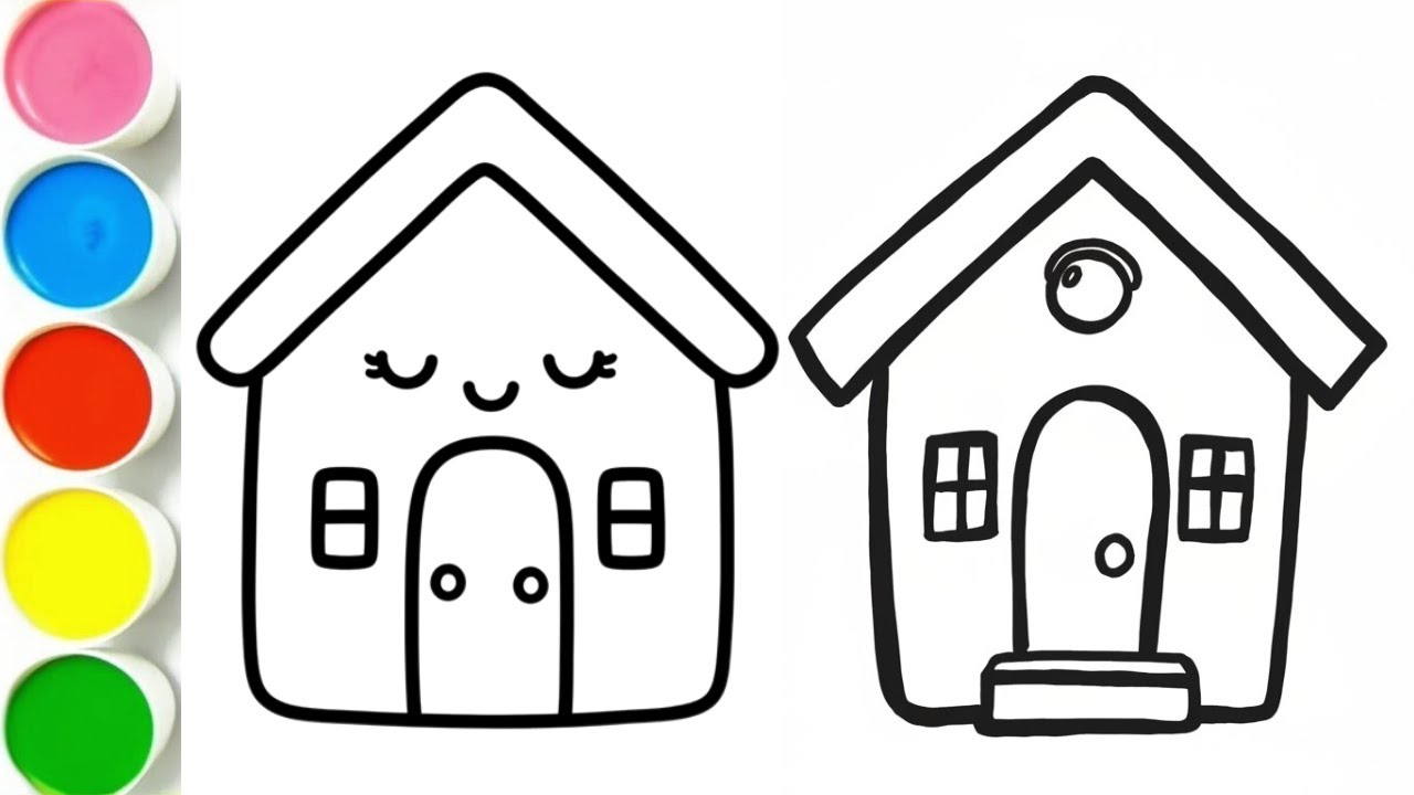Learn Homes & Shapes for Toddlers | House Drawing and Coloring