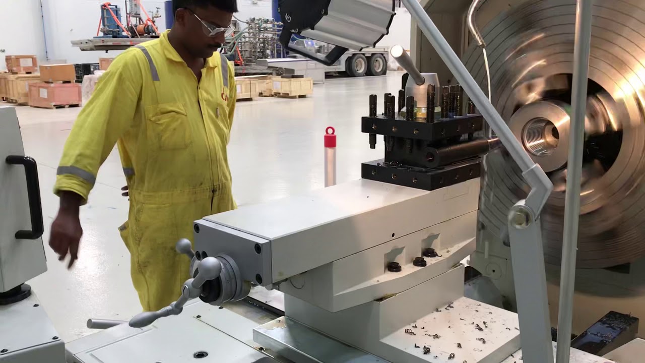 Megabore PA lathe Cutting an API Box Connection