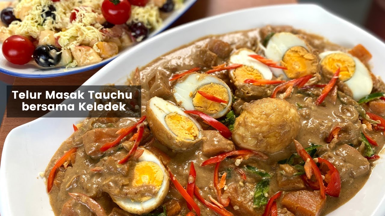 Resipi Telur Masak Tauchu bersama Keledek