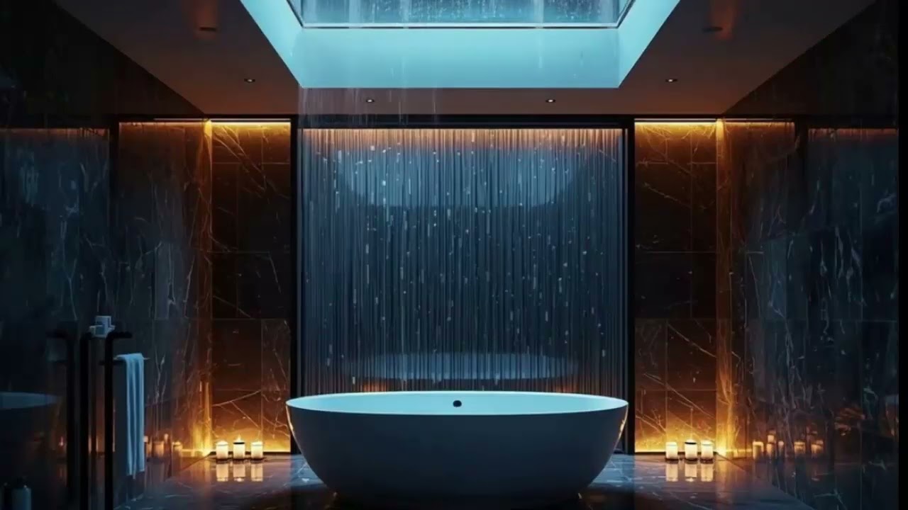 Luxury Bathroom Rain 🌧️ 20 Minutes Spa Night Ambience