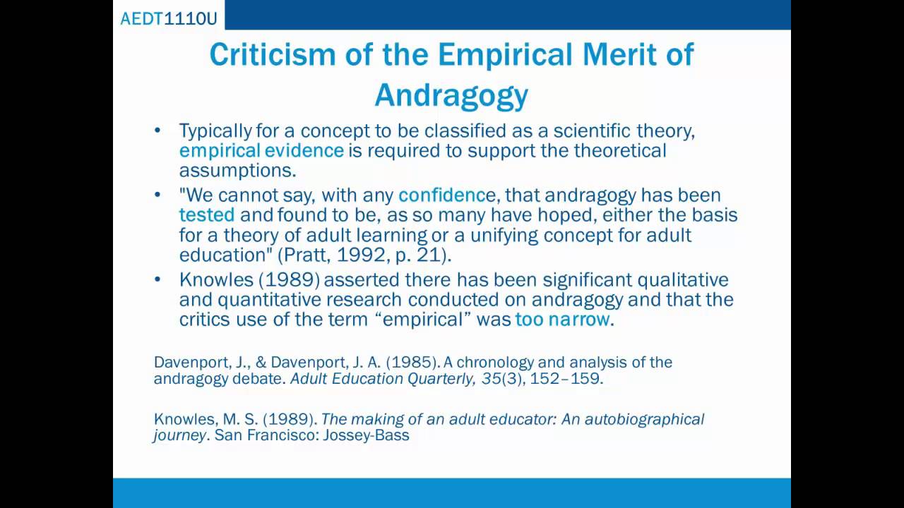 3.3 Criticism of the Andragogy vs. Pedagogy Debate