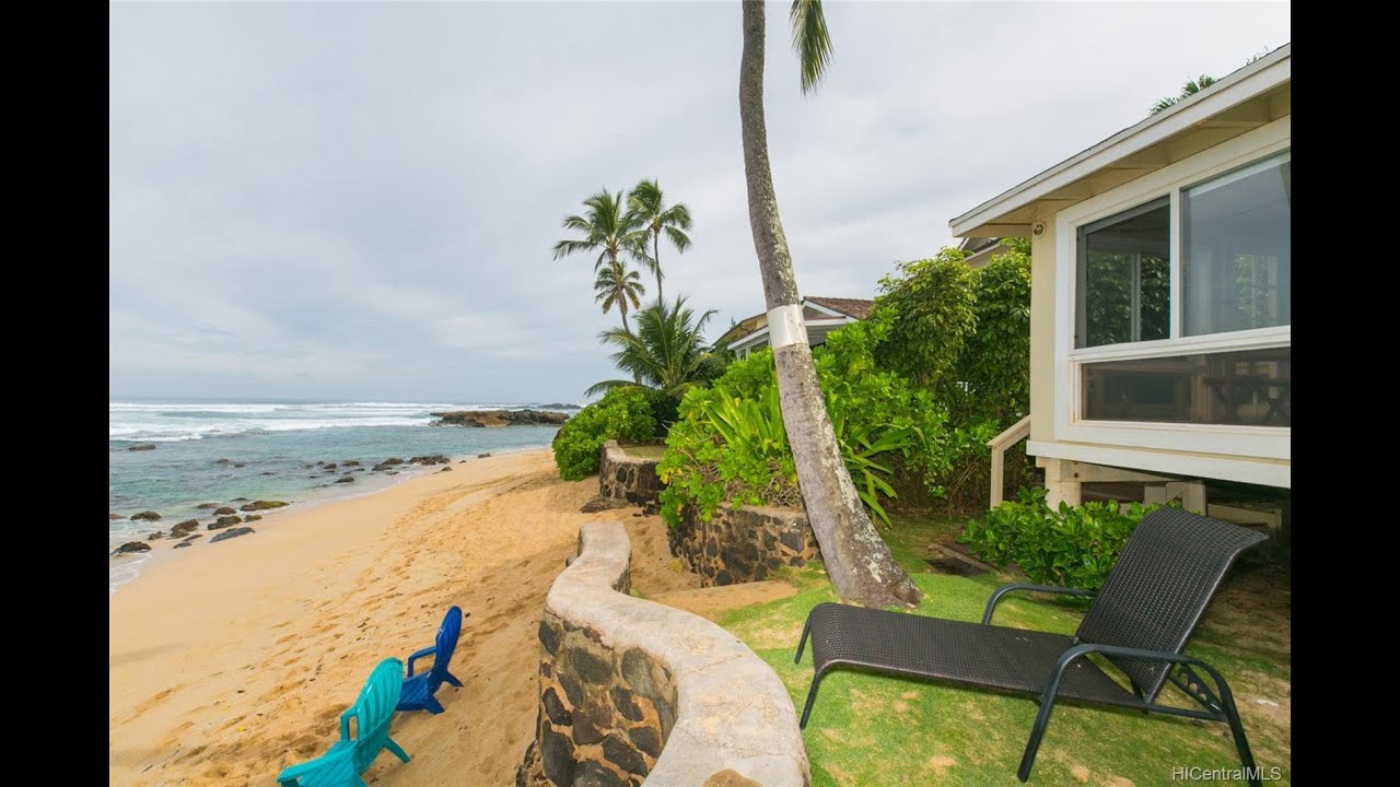 North Shore, Oahu Beachfront Home For Sale fronting Alligators surf break.  Hawaii Dream Property