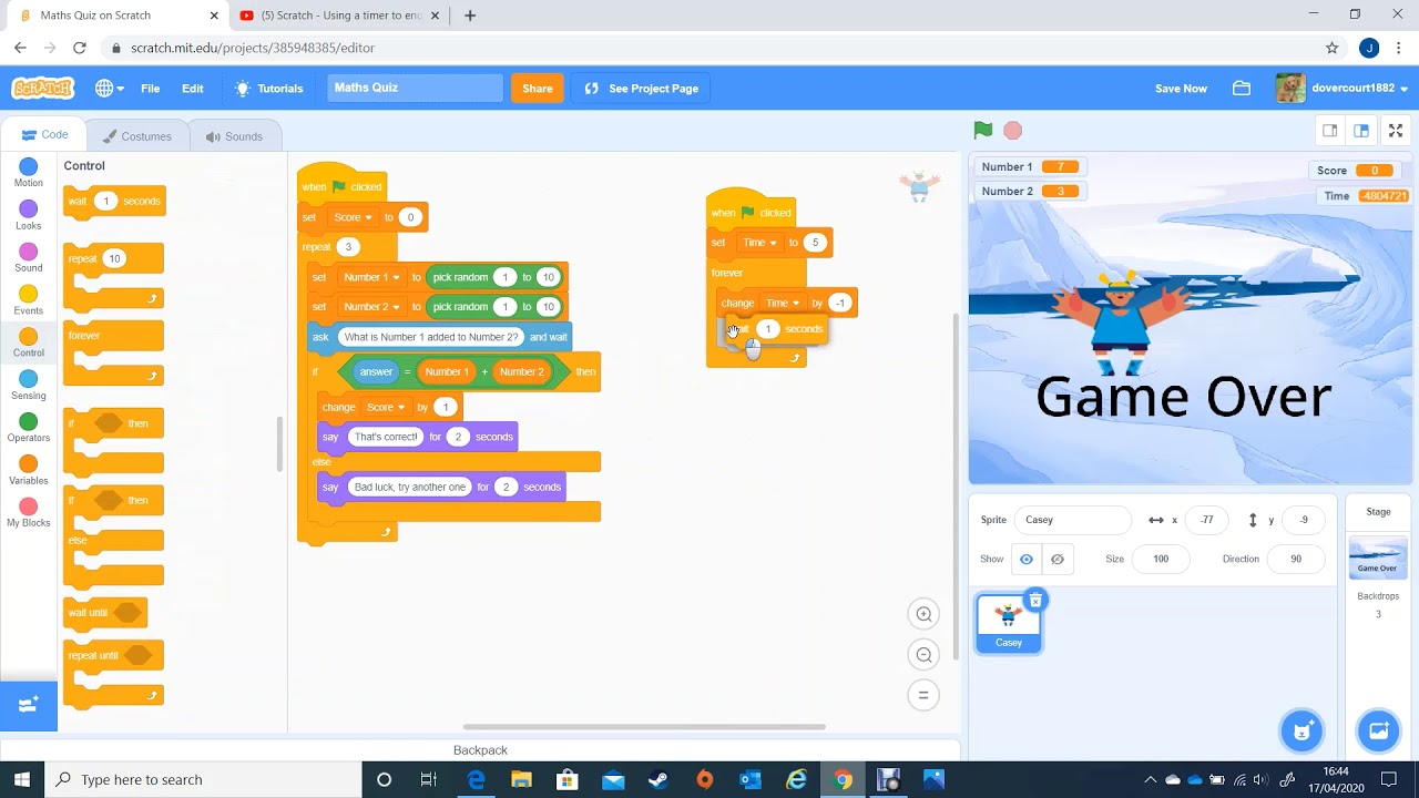 Scratch Maths Quiz 4