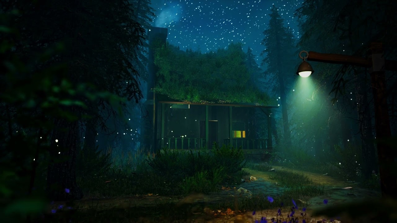 Mysterious Cabin in the Woods at Night – Relaxing Ambient Soundscape for Study, Sleep & Focus