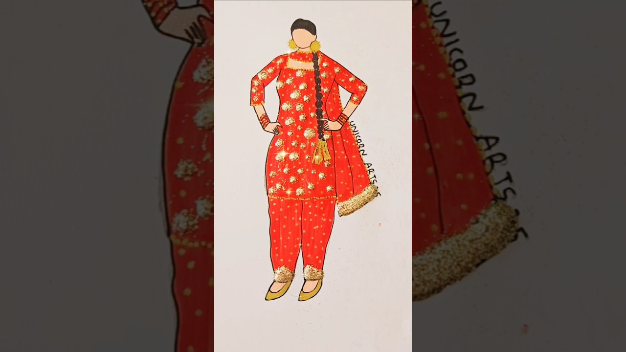 punjabi suit dress design ❤️ #drawing #glitterart #trendingsong #punjabisong