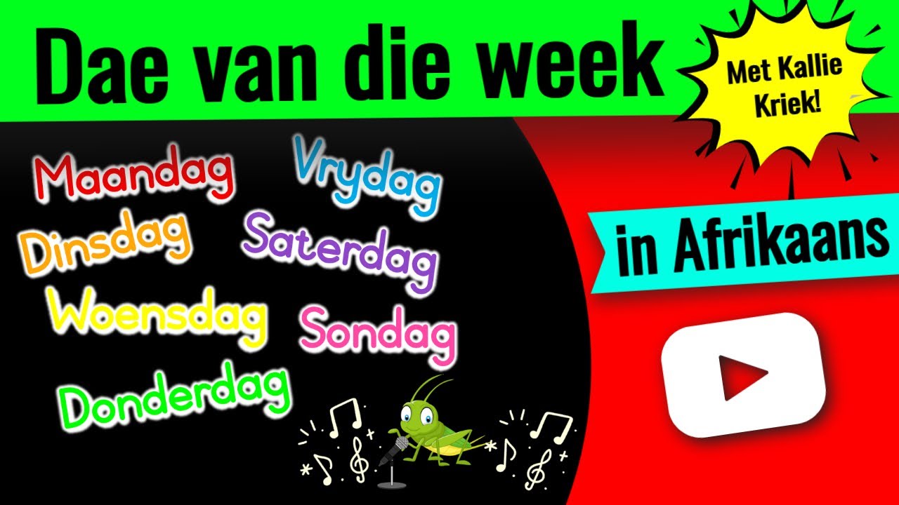Dae van die week liedjie ▶ Leer dae van die week in Afrikaans!