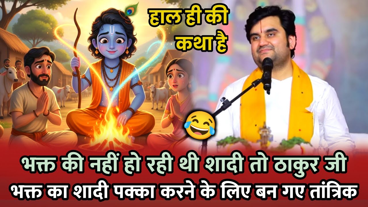 🤣भक्त की नहीं हो रही 🪇थी शादी तो ठाकुर❤️‍🩹 जी बने तांत्रिक 🐚| Indresh Ji Maharaj #indreshji 