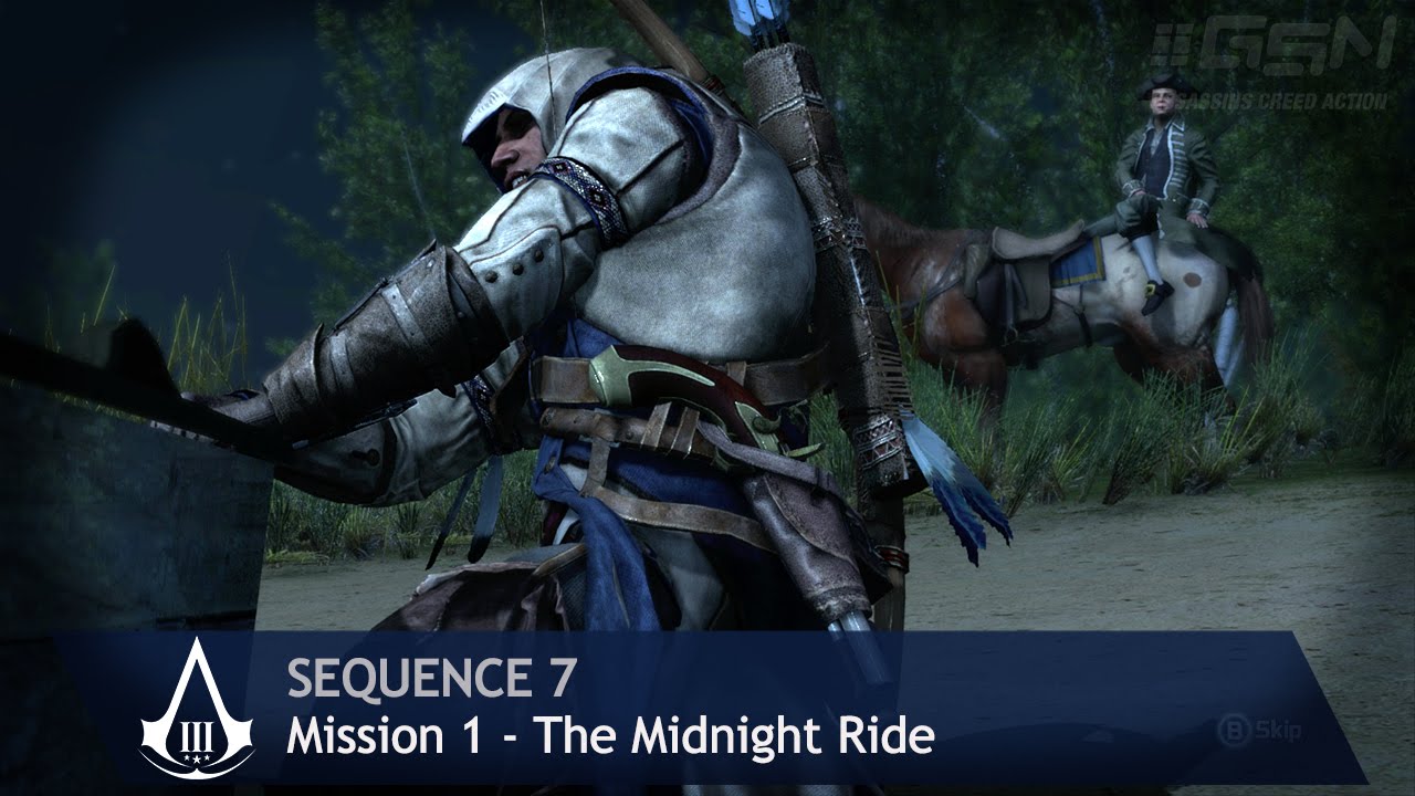 Assassin's Creed 3 - Sequence 7 - Mission 1 - The Midnight Ride (100% Sync)
