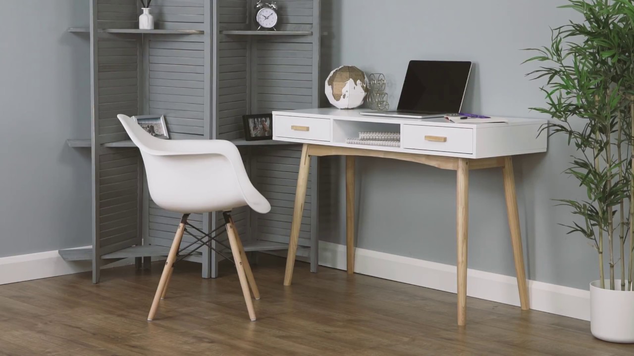 Hartleys Direct White Retro Home Office Desk