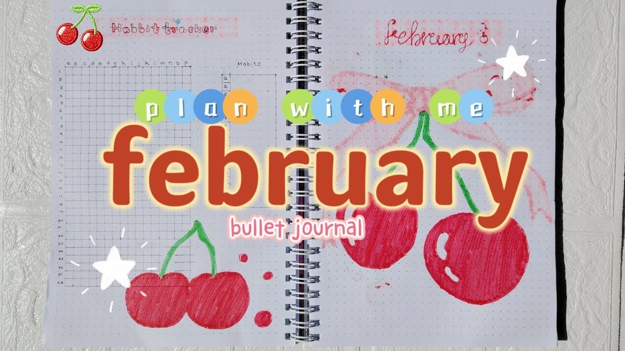 Planning February with me 🍒| Cherry Journal Theme Setup 📔 