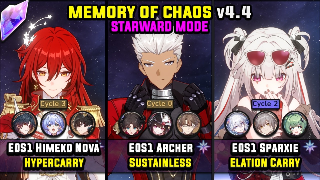 E0S1 Himeko Nova & E0S1 Archer & E0S1 Sparxie (4 Star) Starward Mode - Memory Of Chaos 4.4