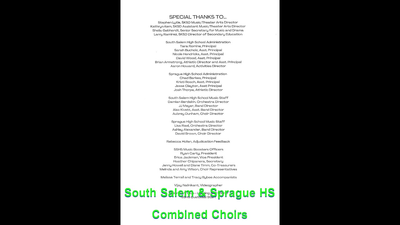 South Salem and Sprague  - Combined Choirs - 3/9/2026