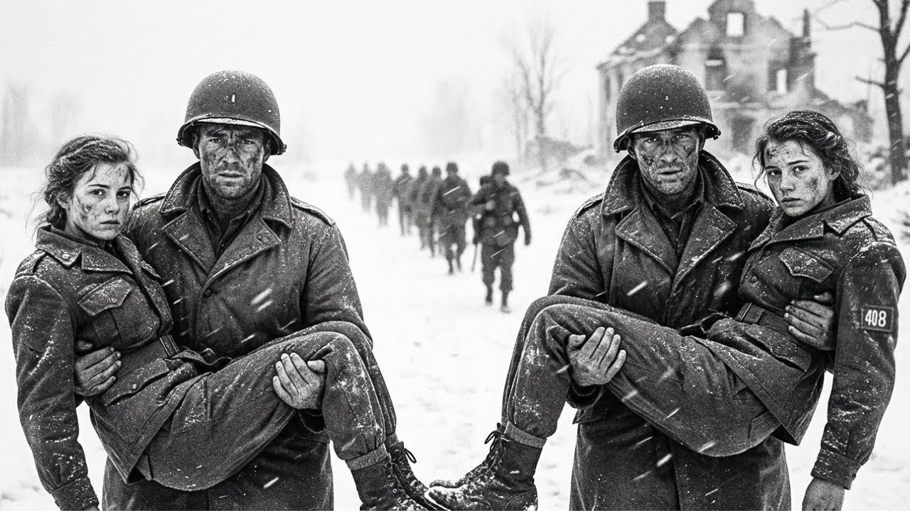 «Они оставят нас замерзать» — немецких военнопленных женщин несут канадские солдаты сквозь метель