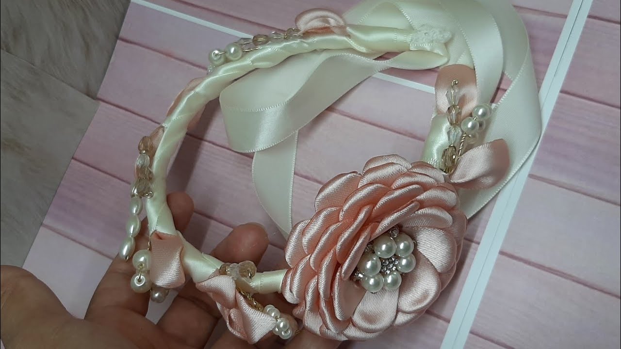 como hacer una diadema de bautizo con pedrería como hacer una rosa #MAYRALEON