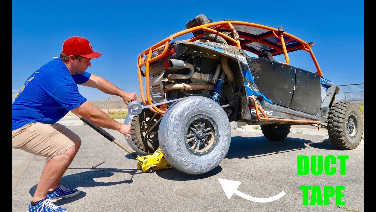 DRIFT RZR !! Duct Tape Tires!( It Actually Works)