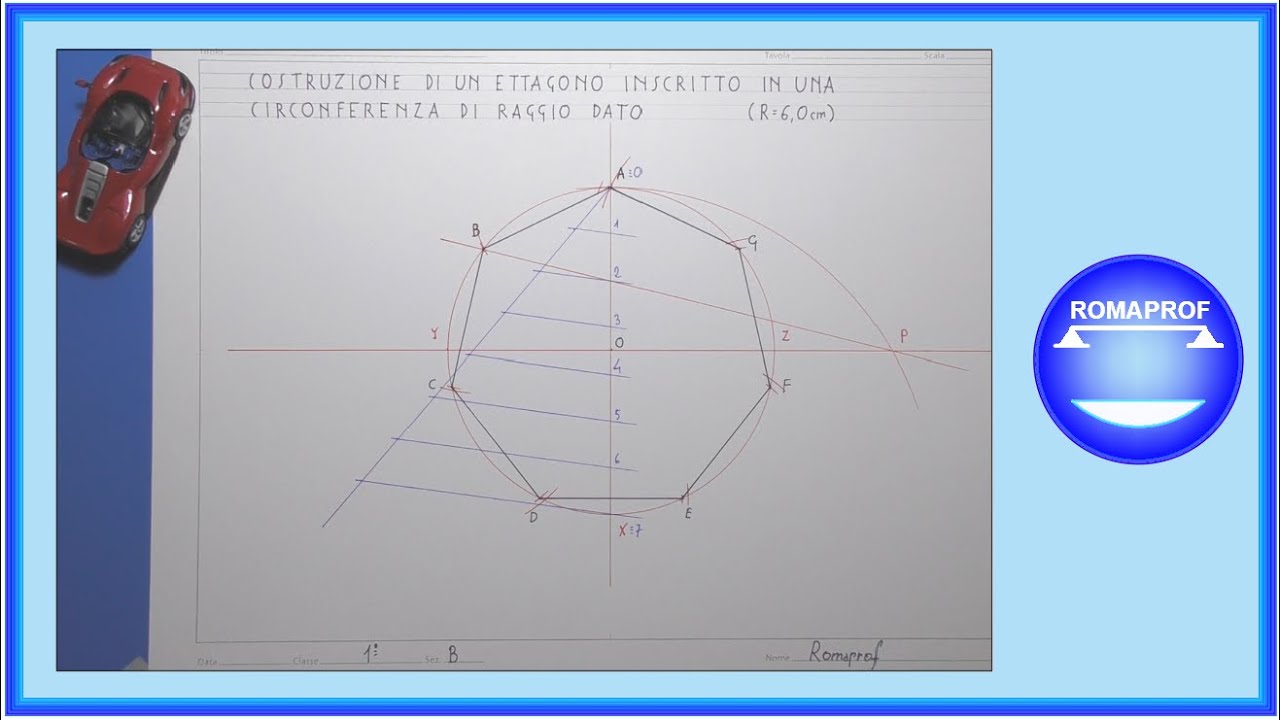 ETTAGONO INSCRITTO IN UNA CIRCONFERENZA SECONDO IL METODO GENERALE SUDDIVISIONE CIRCONF. - (1117)