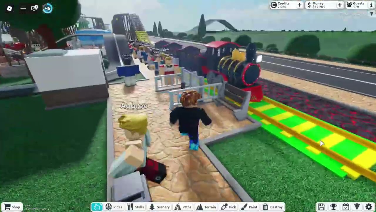 exploring GMoney's theme park in theme park tycoon 2 (no words and not entire thing)