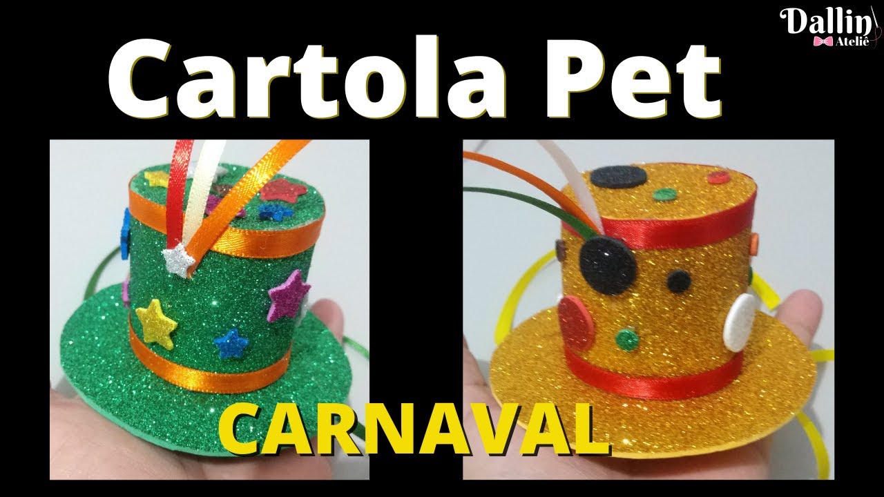 Como Fazer Cartola Pet 🐾 Para Carnaval | Com o Material que você tem em Casa | Cartolinha para Cão