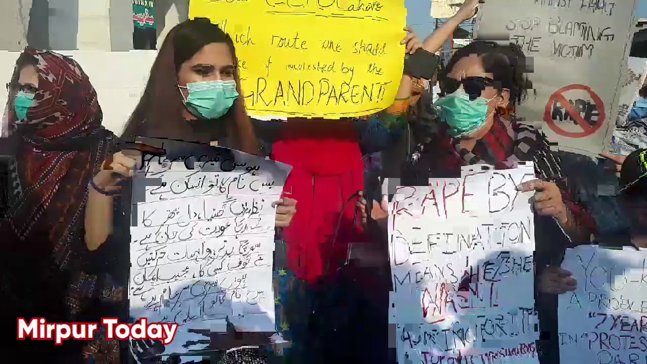 Women and students rally against motorway abuse case in Mirpur Azad Kashmir.