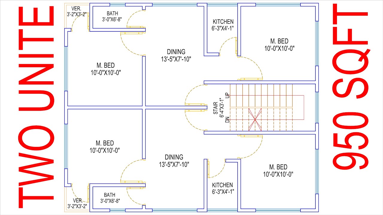 HOUSE PLAN DESIGN | EP 01 | 900 SQUARE FEET TWO-UNIT HOUSE PLAN | LAYOUT PLAN