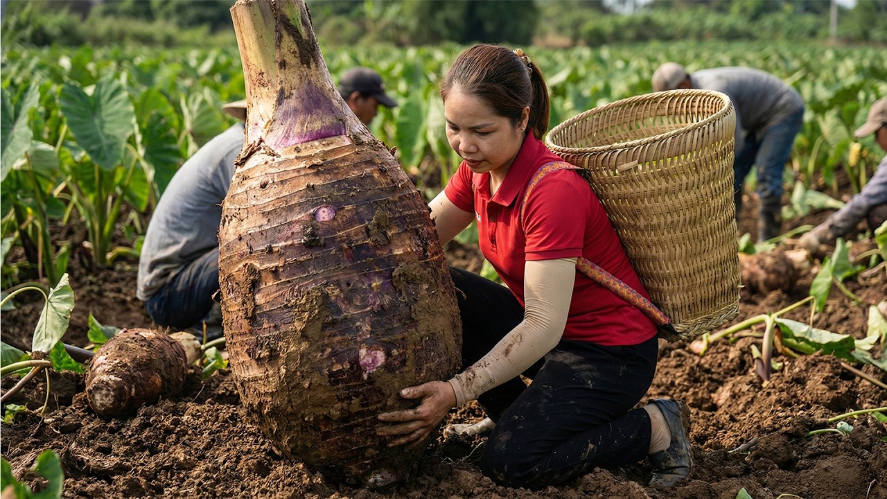 TIMELAPSE - 286 Days In the Forest Harvesting Wild Cassava, Turmeric & Wild Taro Go To Market Sell