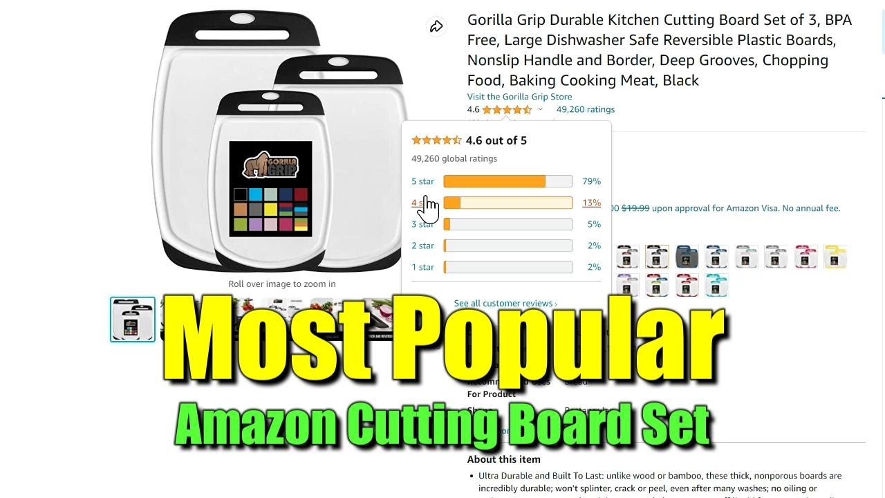 Most Popular Cutting Board Set for kitchen THE ORIGINAL GORILLA GRIP DURABLE KITCHEN CUTTING BOARDS