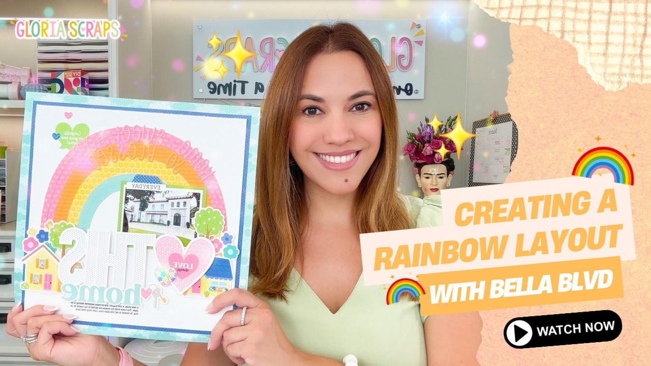 Весенняя композиция для скрапбукинга 🌈 | Создание радужной композиции с Bella Blvd