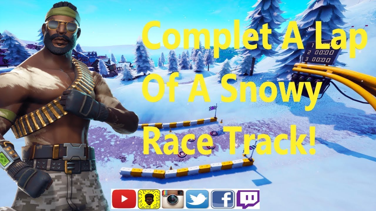 Fortnite Challenge - Complete a Lap of a Snowy Race Track  *made easy*