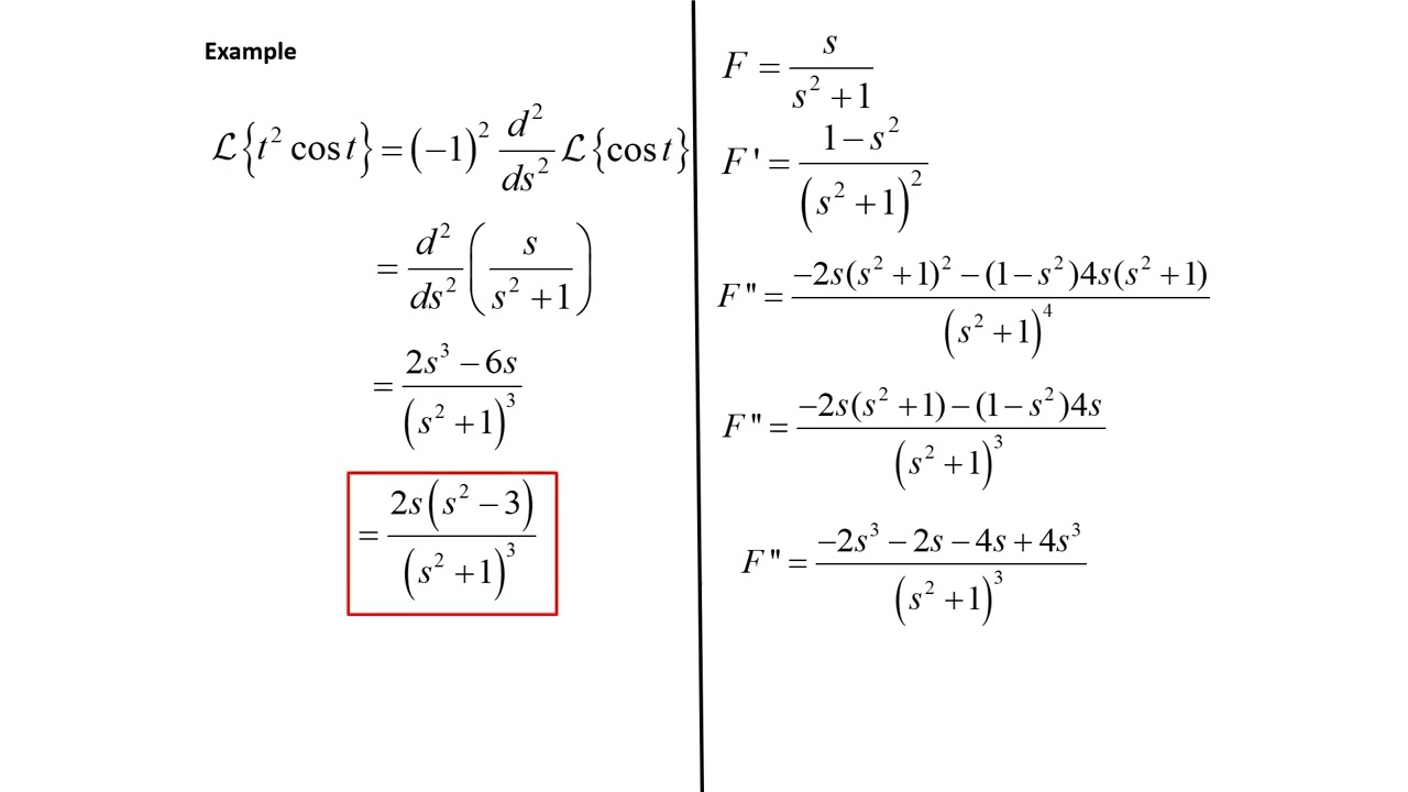 Differential Equations: Laplace Transforms - Derivative of a transform