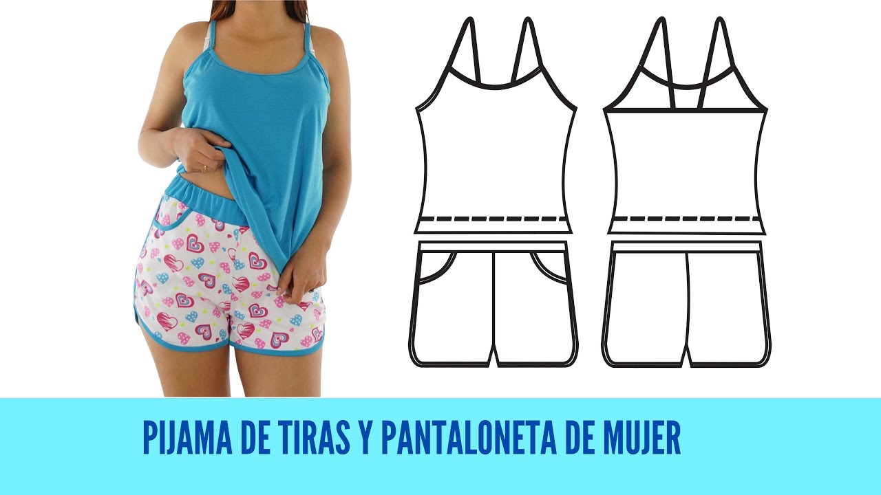 PIJAMA DE TIRAS Y PANTALONETA DE MUJER