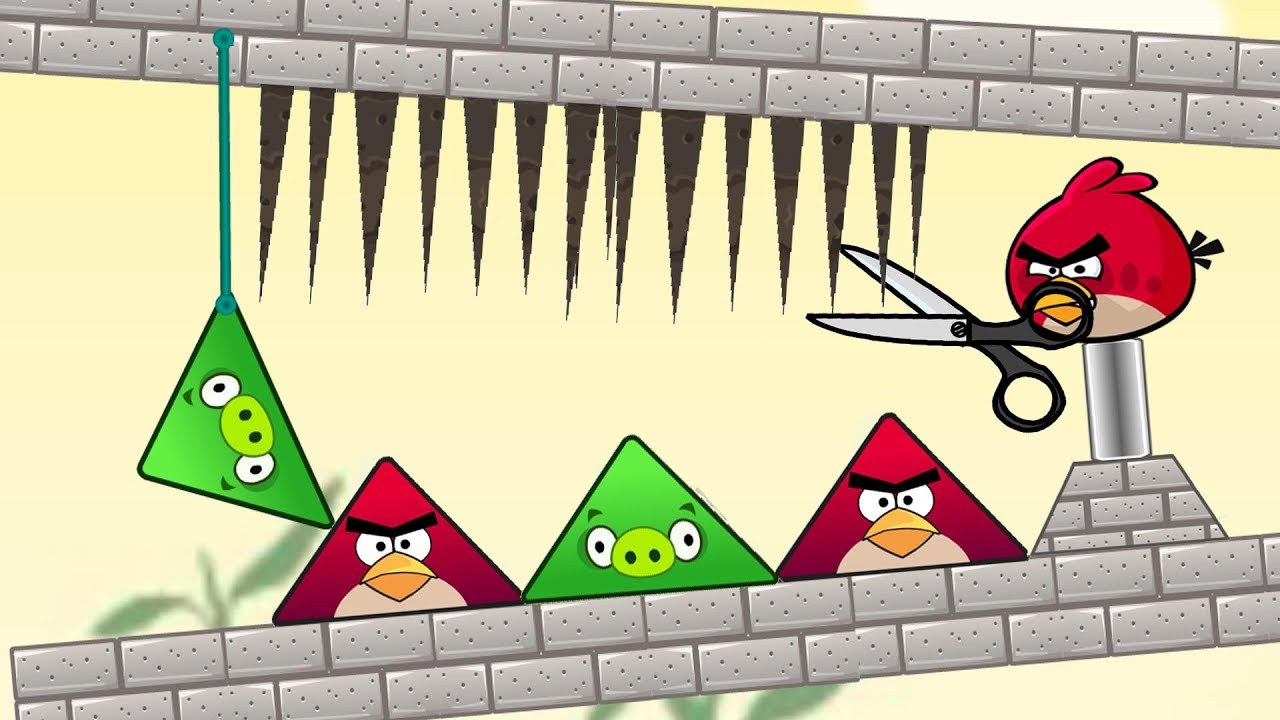 Angry Birds Piggies Out - CUT ROPE TO TRAP TRIANGLE PIG AND RESCUE BIRDS!