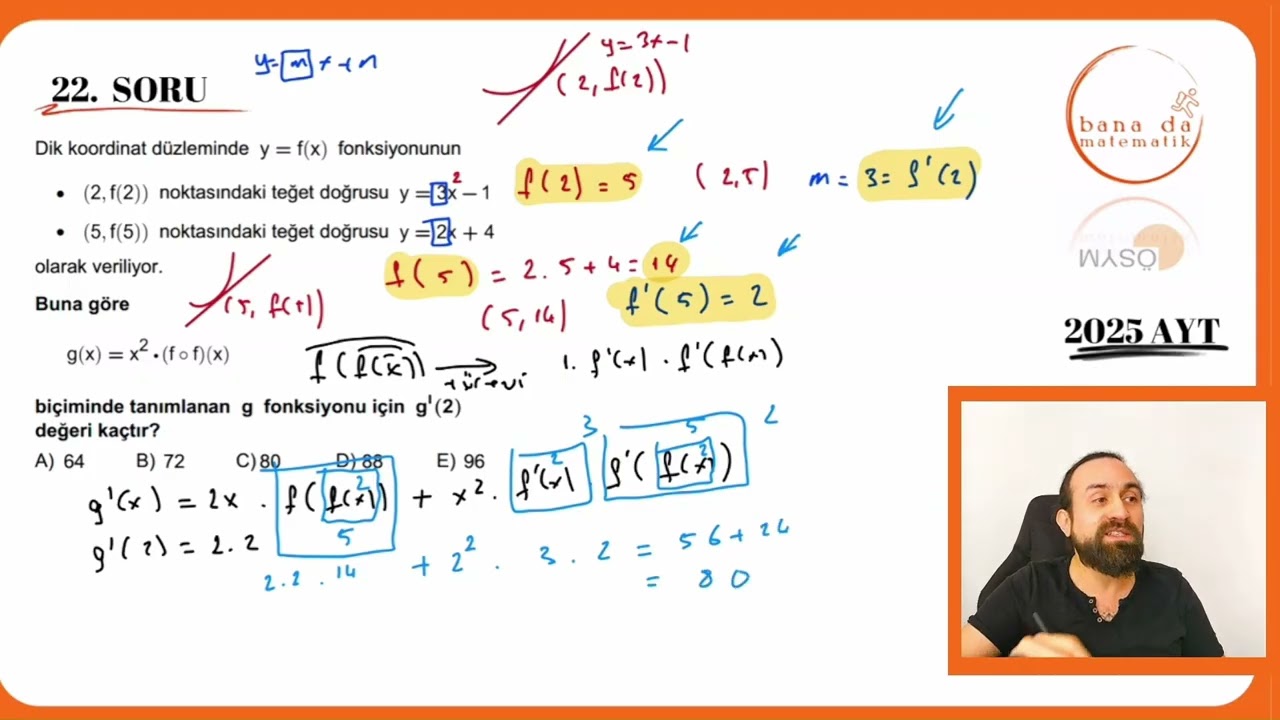 2025 AYT Matematik Soru 23: Türev + İkizi