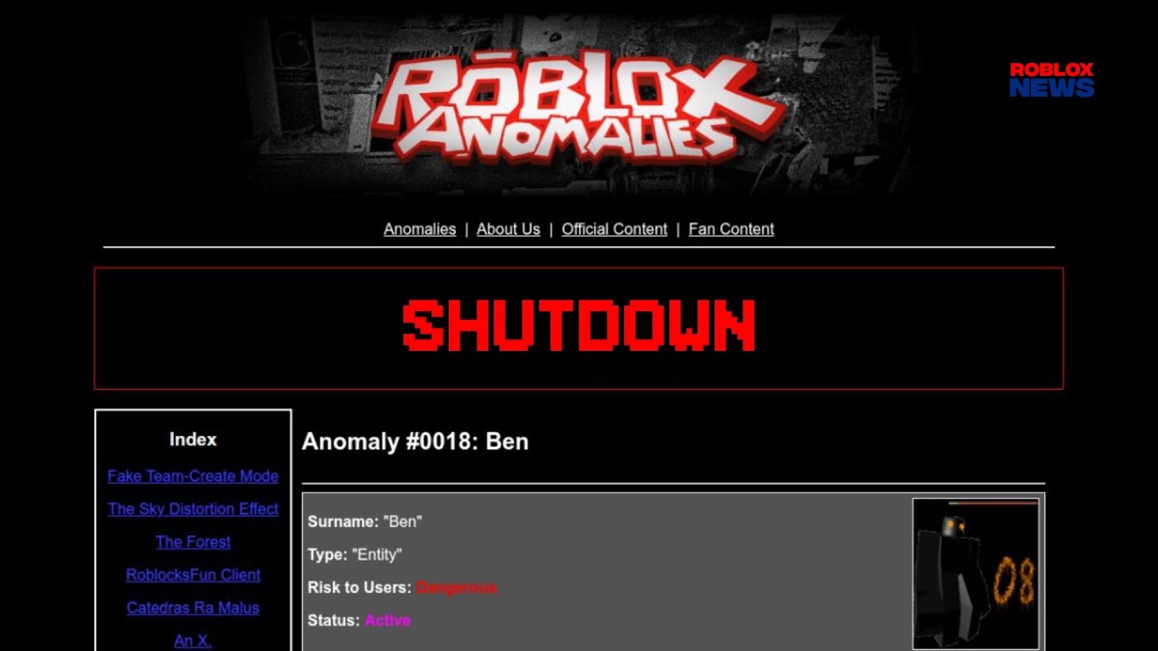 Roblox Anomalies (RA Archive) Shutdown