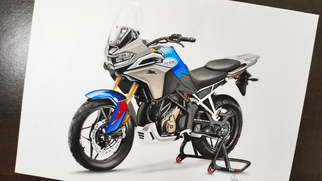 Realistic TVS Apache RTX 300 Drawing 😱 | Time Lapse Art 