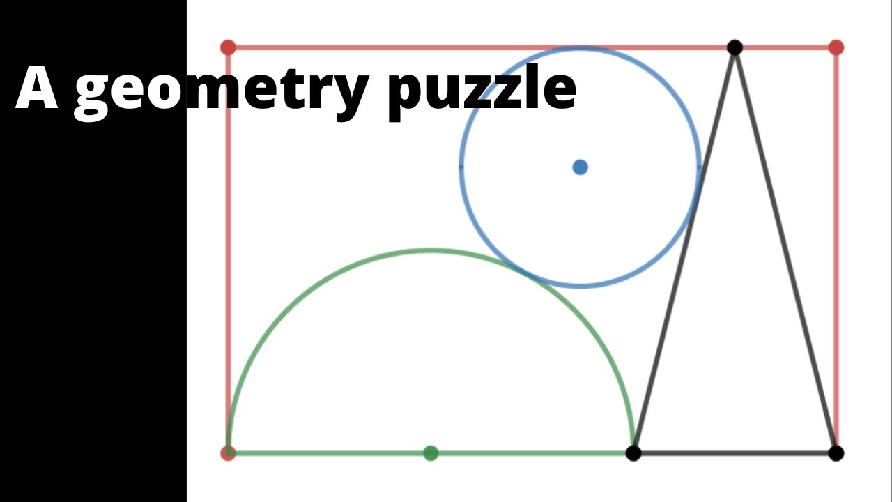Inscribing a semicircle, a circle and an isosceles triangle in a rectangle. A geometry puzzle.